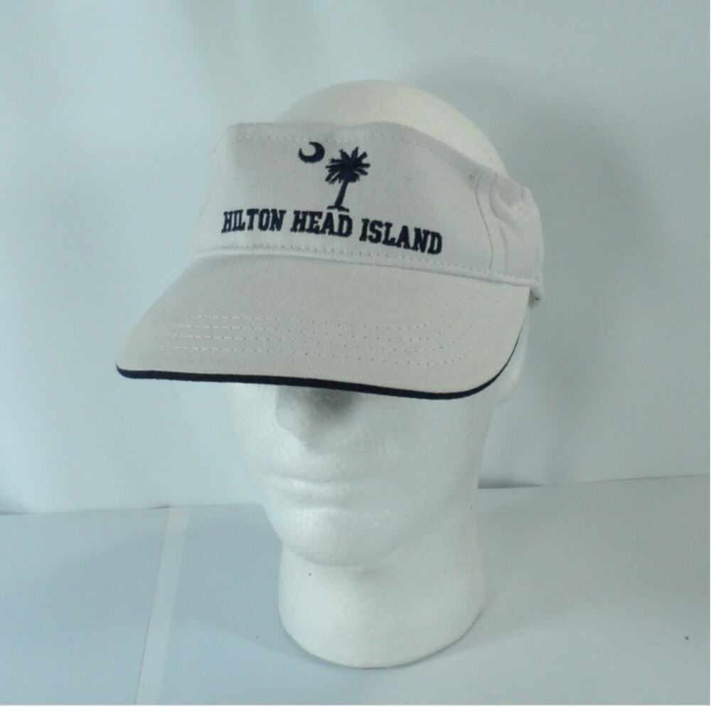 Hilton Head Island Embroidered Adjustable Strapback Cap Hat White